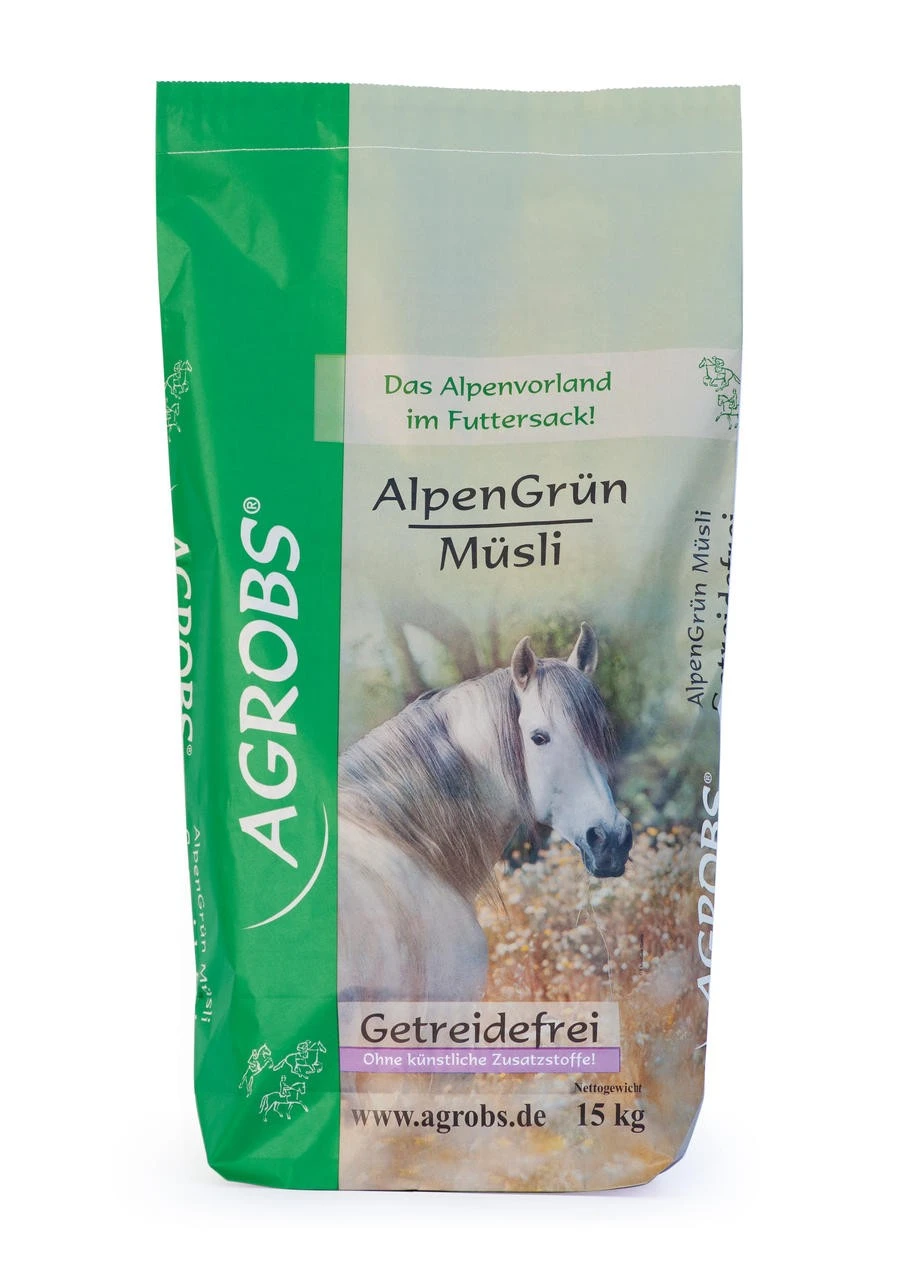 Agrobs AlpenGrün Müsli Pferdefutter 15 Kg